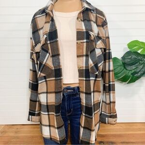Just Polly Plaid Button-Up Cardigan Size Large